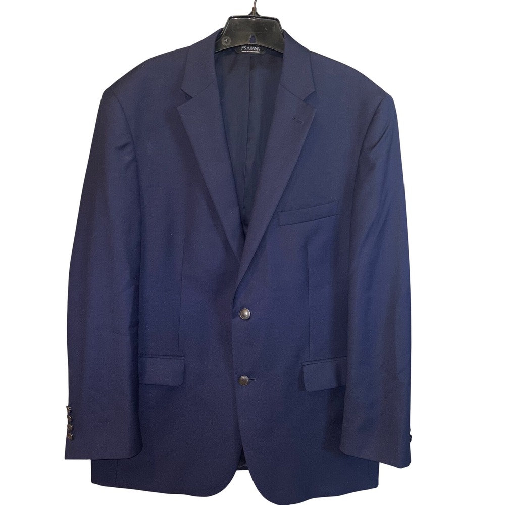 Jos. A. Bank Traveler Blazer 44 Long Navy Blue 100% Wool Tailored Fit Sport Coat
